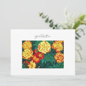 jouw tekst Happy Bright Marigold Flowers Uitnodigi Kaart (Staand voorkant)