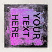 Jouw tekst & helderroze Paarse magenta achtergrond Legpuzzel (Horizontaal)