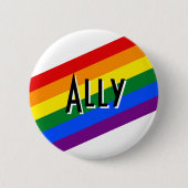 jouw tekst Here Ally Rainbow Pride Button Pin Badg (Voorkant)