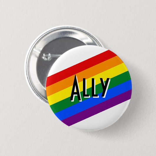 jouw tekst Here Ally Rainbow Pride Button Pin Badg (Voorkant /achterkant)