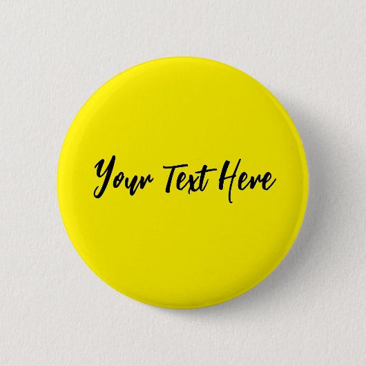 Jouw tekst Here Custom Modern Script Font Yellow Ronde Button 5,7 Cm (Voorkant)