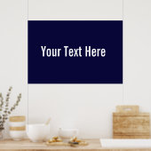 Jouw tekst Hier Aangepaste marine Blauw horizontaa Poster (Keuken)