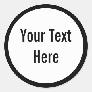 Jouw tekst hier aangepaste zwarte rand ronde Stick Sticker