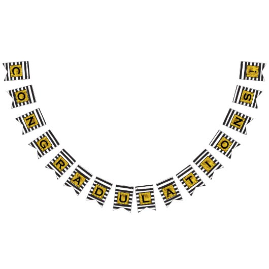 Jouw tekst Hier Gold Black Stripe Patroon Vlaggetjes (Alle)