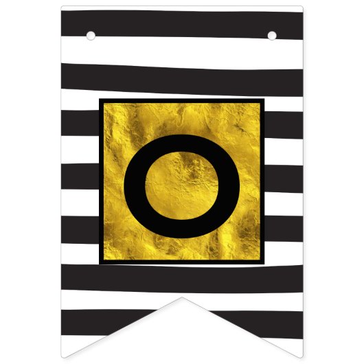 Jouw tekst Hier Gold Black Stripe Patroon Vlaggetjes (Tweede vlag)