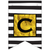 Jouw tekst Hier Gold Black Stripe Patroon Vlaggetjes (Eerste vlag)