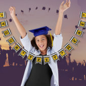 Jouw tekst Hier Goud, Zwart en Wit Streep Vlaggetjes