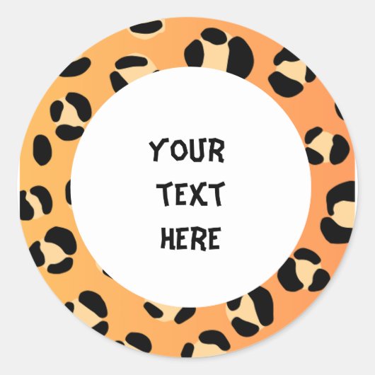 jouw tekst hier Leopard stijl Ronde Sticker (Voorkant)