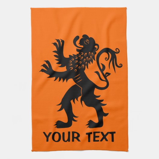 jouw tekst - Holland Lion Theedoek (Verticaal)