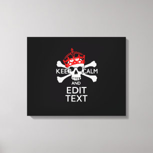 Jouw tekst Houd kalm rode kroonbeenderen Huid Canvas Afdruk