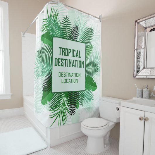 Jouw tekst in een Palm Leaf Lijst Douchegordijn (In situ)