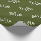 Jouw tekst kalm houden op olijfgroen decor cadeaupapier (Hoek)