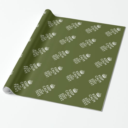 Jouw tekst kalm houden op olijfgroen decor cadeaupapier (Uitgerold)