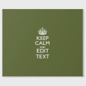 Jouw tekst kalm houden op olijfgroen decor cadeaupapier (Vlak)