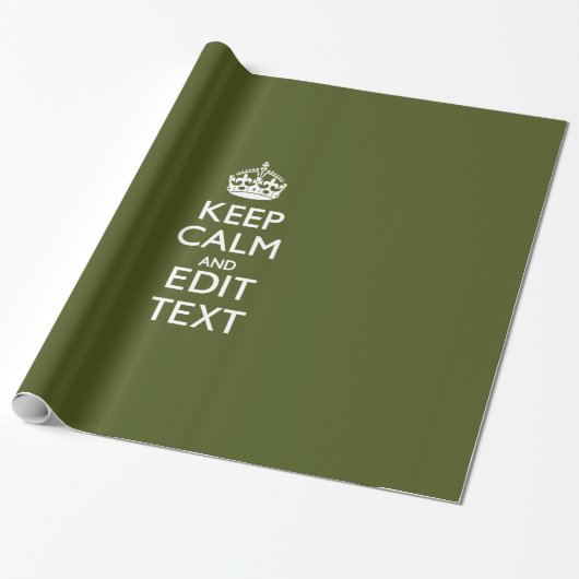 Jouw tekst kalm houden op olijfgroen decor cadeaupapier (Uitgerold)