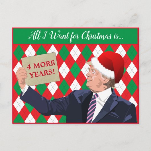 Jouw tekst Kerst Trump 2024 Santa Hat Rood/Groen Briefkaart (Voorkant)
