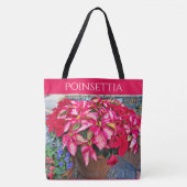 Jouw tekst: kerstbloem in Poinsettia Foto Tote Bag (Voorkant)