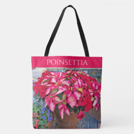 Jouw tekst: kerstbloem in Poinsettia Foto Tote Bag