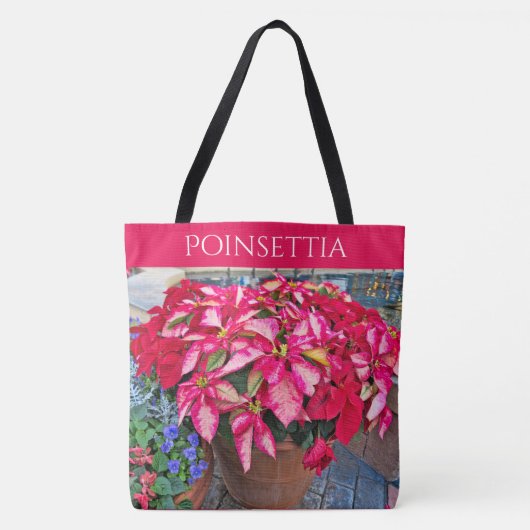 Jouw tekst: kerstbloem in Poinsettia Foto Tote Bag (Voorkant)