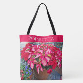 Jouw tekst: kerstbloem in Poinsettia Foto Tote Bag (Achterkant)
