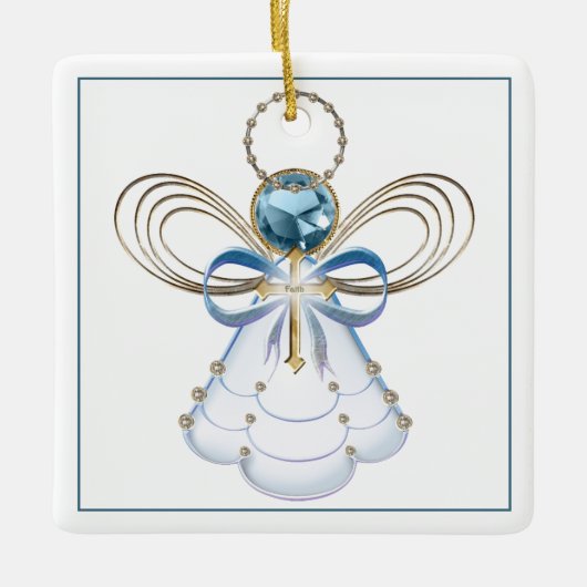 Jouw tekst: Kerstengel van het geloof Keramisch Ornament (Voorkant)