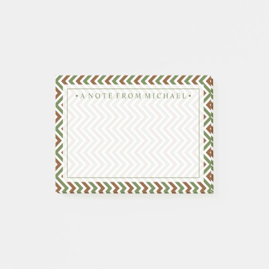 Jouw tekst | Khaki Chevron Post-it® Notes (Voorkant)