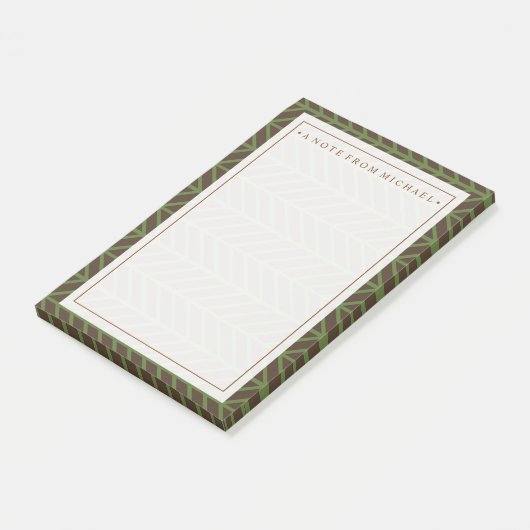 Jouw tekst | Khaki Herringbone Post-it® Notes (Schuin)