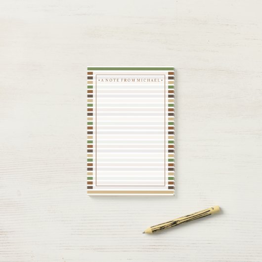 Jouw tekst | Khaki Stripes Post-it® Notes (Op bureau)
