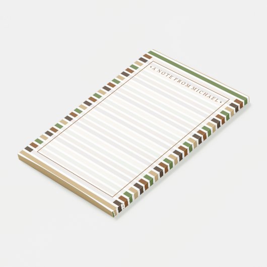 Jouw tekst | Khaki Stripes Post-it® Notes (Schuin)