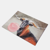 JOUW TEKST Kijk naar die Horns Goat met Bubblegum Deurmat (Schuin)