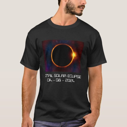 Jouw tekst/Kleur 2024 Dark Solar Eclipse T-shirt (Voorkant)