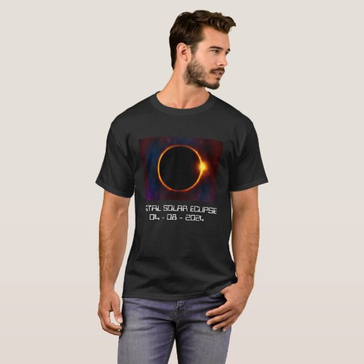 Jouw tekst/Kleur 2024 Dark Solar Eclipse T-shirt (Voorkant volledig)