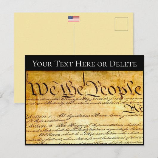 Jouw tekst/kleur Amerikaanse grondwet Wij het volk Briefkaart (Voorkant / Achterkant)