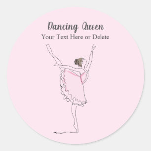 Jouw tekst & Kleur Blush Roze Ballet Dancer in Tut Ronde Sticker