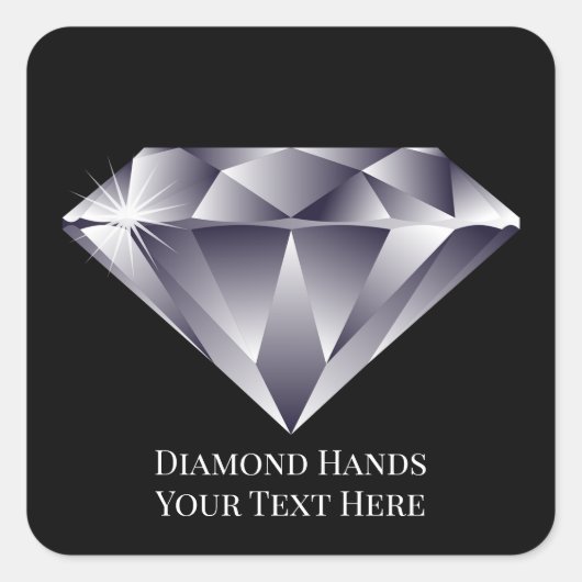 Jouw tekst/Kleur Briljant Glans Diamond Handen Gem Vierkante Sticker (Voorkant)