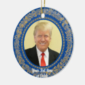 Jouw tekst/Kleur Donald Trump Kerstkrans Blauw Keramisch Ornament (Links)