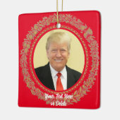 Jouw tekst/Kleur Donald Trump Kerstkrans Rood Keramisch Ornament (Links)
