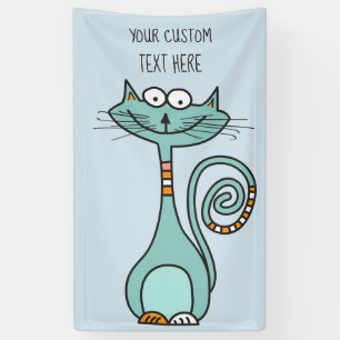 Jouw tekst & kleur Funny Cat aangepaste banner