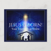 Jouw tekst/Kleur Jezus Nativiteit Kerstster Blauw Briefkaart (Voorkant)