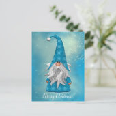 Jouw tekst/kleur Kute Blue Gnome Holiday Snowflake Briefkaart (Staand voorkant)