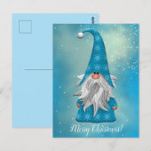 Jouw tekst/kleur Kute Blue Gnome Holiday Snowflake Briefkaart (Voorkant / Achterkant)