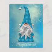 Jouw tekst/kleur Kute Blue Gnome Holiday Snowflake Briefkaart (Voorkant)