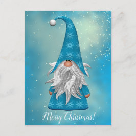 Jouw tekst/kleur Kute Blue Gnome Holiday Snowflake Briefkaart