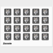 Jouw tekst/Kleur Lone Wolf Cool Animal Grey Vierkante Sticker (Vel)