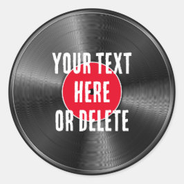 Jouw tekst/Kleur Retro Vinyl Record Album Muziek D Ronde Sticker