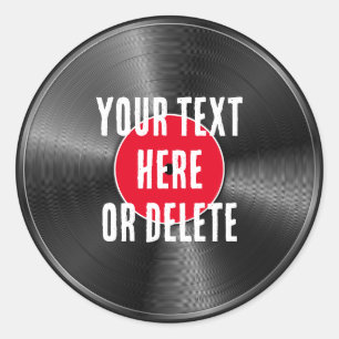Jouw tekst/Kleur Retro Vinyl Record Album Muziek D Ronde Sticker
