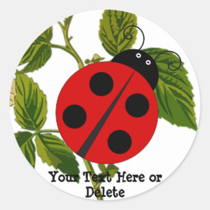 Jouw tekst & Kleur Schattige Lucky Red Ladybug Nat Ronde Sticker