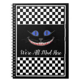Jouw tekst/kleur We zijn allemaal in Cheshire Cat Notitieboek