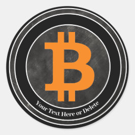 Jouw tekst/Kleur Zwart & grijs Grunge Bitcoin Cryp Ronde Sticker