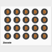 Jouw tekst/Kleur Zwart & grijs Grunge Bitcoin Cryp Ronde Sticker (Vel)